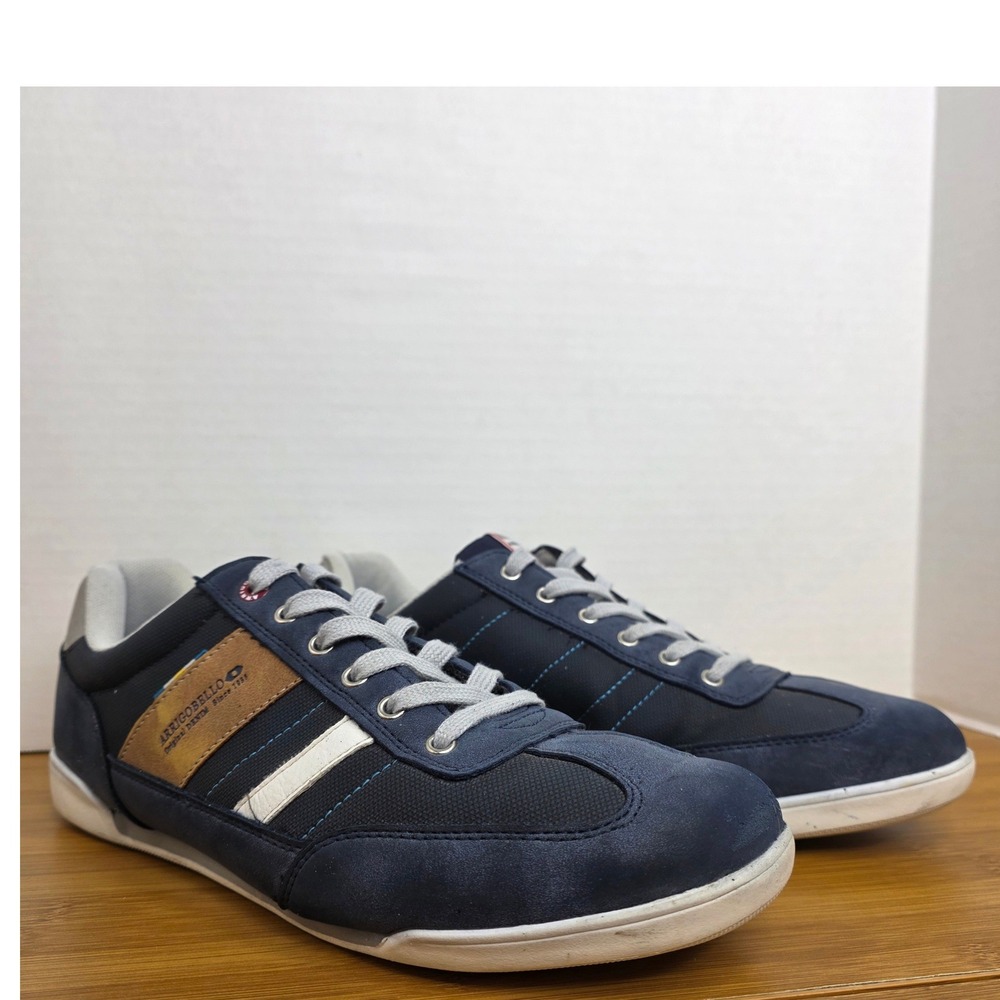 Arrigo Bello Mens Navy Blue Canvas Faux Suede Sneakers A0172-2 Size 11.5